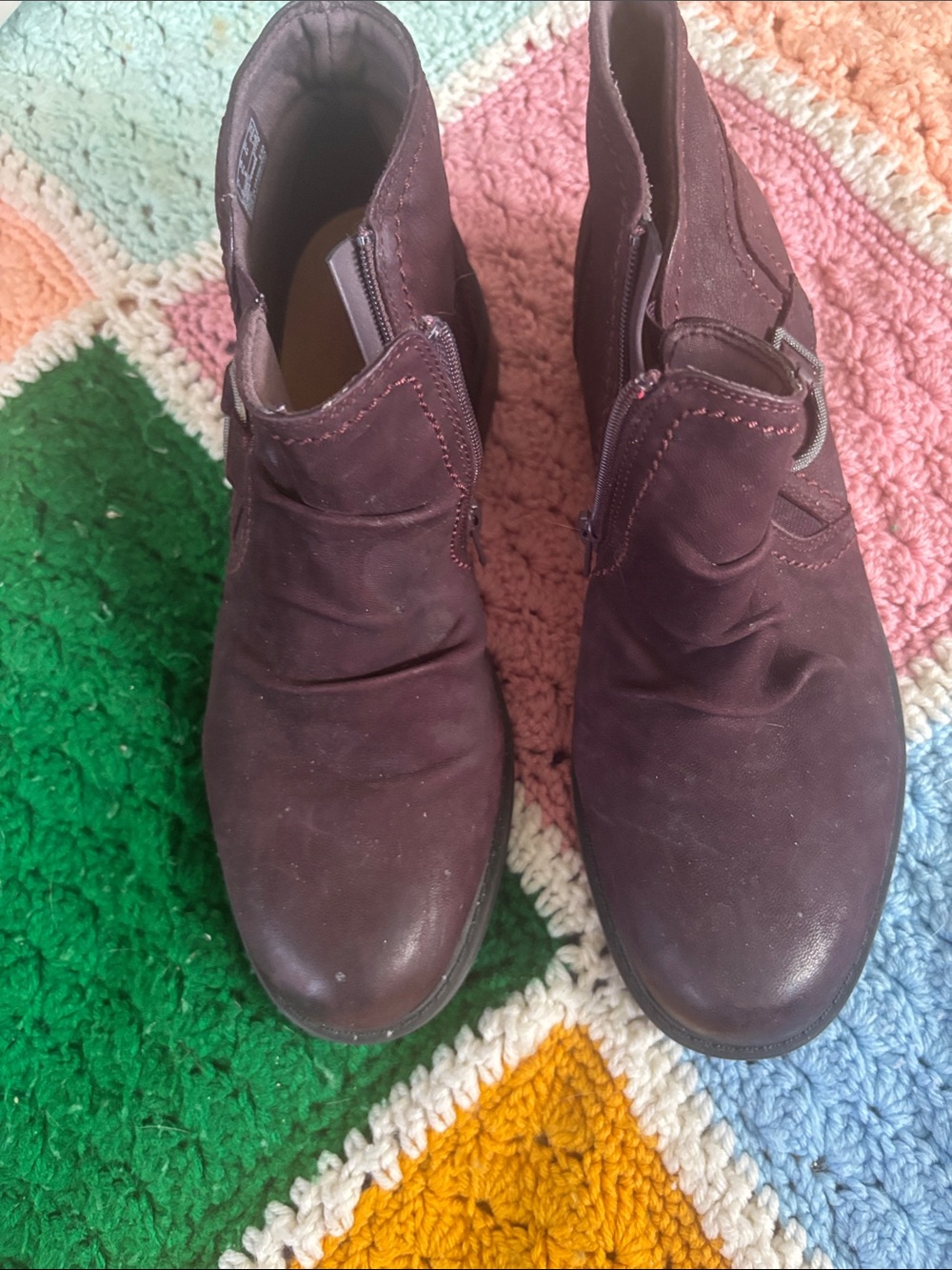 Clarks Women's Burgundy Suede Ankle Booties
